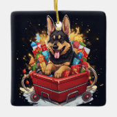 Kerstornament voor huisdier Duitse Herdershond, Ho Keramisch Ornament (Voorkant)