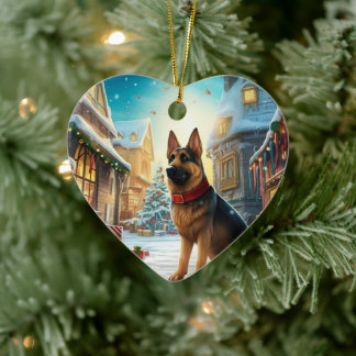 Kerstornament voor huisdier Duitse Herdershond, Ho Keramisch Ornament