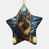 Kerstornament voor huisdier Duitse Herdershond, Ho Keramisch Ornament (Links)