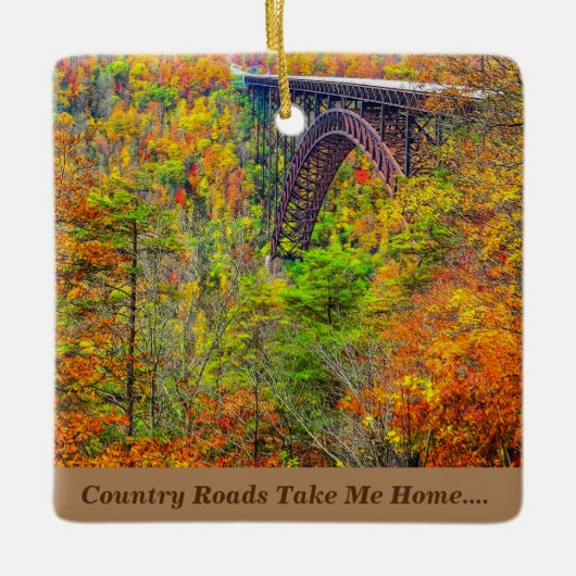 Kerstornament West Virginia Country Roads Keramisch Ornament (Voorkant)