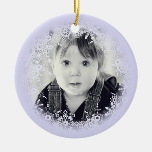 kerstornament Whimsical Paarse Snowflake Keramisch Ornament (Voorkant)