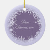 kerstornament Whimsical Paarse Snowflake Keramisch Ornament (Achterkant)