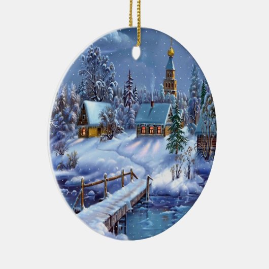 Kerstornament-Winterscène Keramisch Ornament (Rechts)