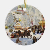 Kerstornament- winterscène keramisch ornament (Voorkant)