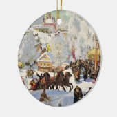 Kerstornament- winterscène keramisch ornament (Links)