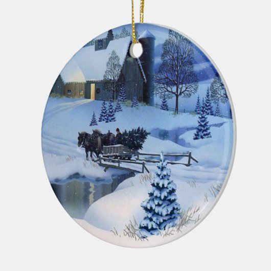 Kerstornament Winterse Landschap Keramisch Ornament (Links)