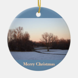 Kerstornament Winterzonsondergang Keramisch Ornament