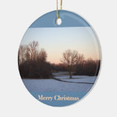 Kerstornament Winterzonsondergang Keramisch Ornament (Links)