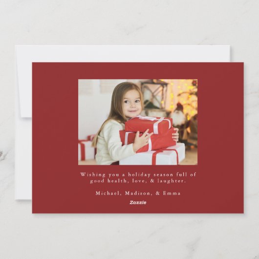 kerstornament Wreath Holly Jolly Foto Feestdagenkaart (Achterkant)