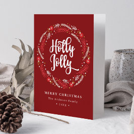 kerstornament Wreath Holly Jolly Non-Photo Feestdagen Kaart