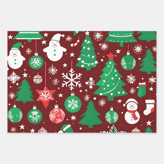 Kerstornamenten, Candy Cane Rood Groen Gift Inpakpapier Vel (Voorkant 3)