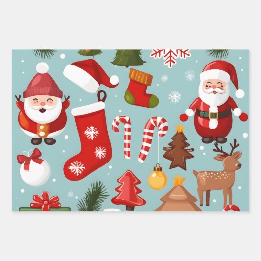 Kerstornamenten, Candy Cane Rood Groen Gift Inpakpapier Vel (Voorkant)