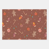 Kerstornamenten en snoepjes set van 3 inpakpapier vel (Voorkant 3)