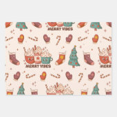 Kerstornamenten en snoepjes set van 3 inpakpapier vel (Voorkant)