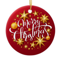 Kerstornamenten Fonkelende Ster Typografie Rood