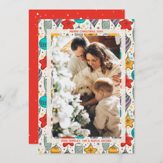 Kerstornamenten Foto Feestdagenkaart (Voorkant / Achterkant)