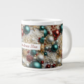 Kerstornamenten Goud Wit Rood Groen Grote Koffiekop (Voorkant rechts)