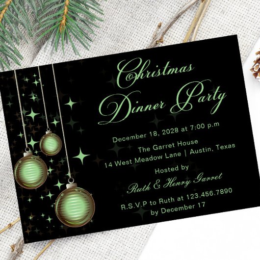 Kerstornamenten Groen Goud Kerstfeest Kaart