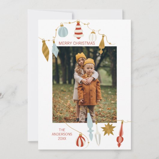Kerstornamenten Holiday-fotokaart Feestdagenkaart (Voorkant)