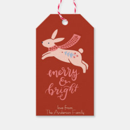 Kerstornamenten in folk-art stijl cadeaukaartje cadeaulabel