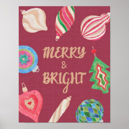 Kerstornamenten Merry & Bright Art Print