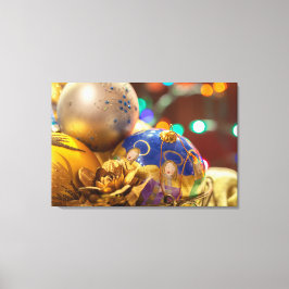 Kerstornamenten met engel- en bloemmotieven canvas afdruk