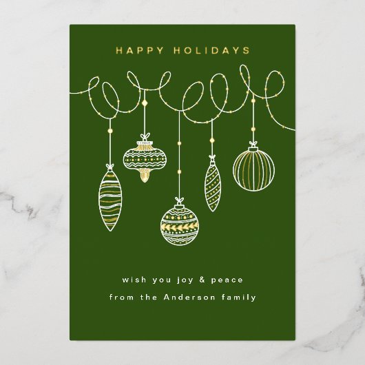 Kerstornamenten met foliepersing folie feestdagenkaart (Voorkant)