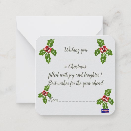 Kerstornamenten Notitiekaartje (Achterkant)