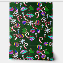 Kerstornamenten op de boom behang