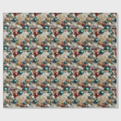 Kerstornamenten Parels Goud Rode Kralen Cadeaupapier (Vlak)