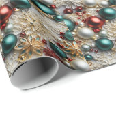 Kerstornamenten Parels Goud Rode Kralen Cadeaupapier (Rol Hoek)