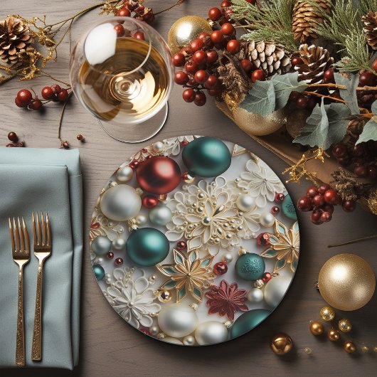 Kerstornamenten Parels Goud Rode Kralen Papieren Bordje