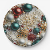 Kerstornamenten Parels Goud Rode Kralen Papieren Bordje (Voorkant)