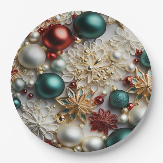 Kerstornamenten Parels Goud Rode Kralen Papieren Bordje (Voorkant)