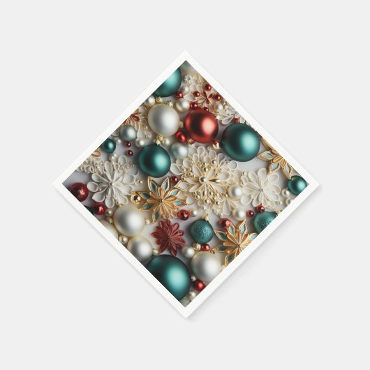 Kerstornamenten Parels Goud Rode Kralen Servet (Hoek)