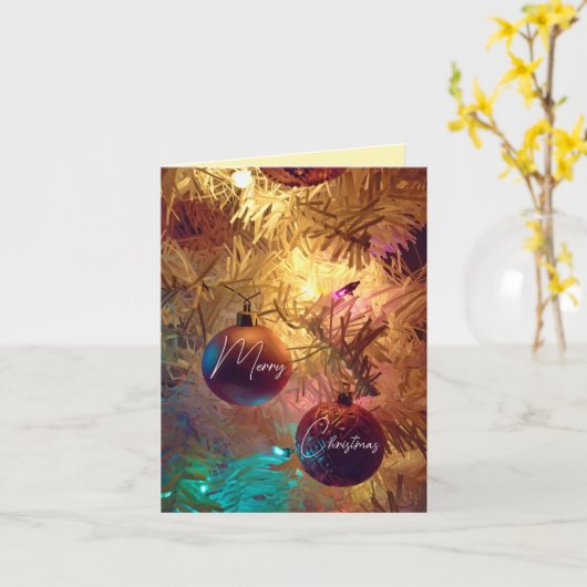 Kerstornamenten - Prettig Kerstfeest Kaart (Gele Bloem)