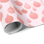 Kerstornamenten Roze Witte Kerst Cadeaupapier (Rol Hoek)