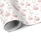 Kerstornamenten Roze Witte Kerst Cadeaupapier (Rol Hoek)
