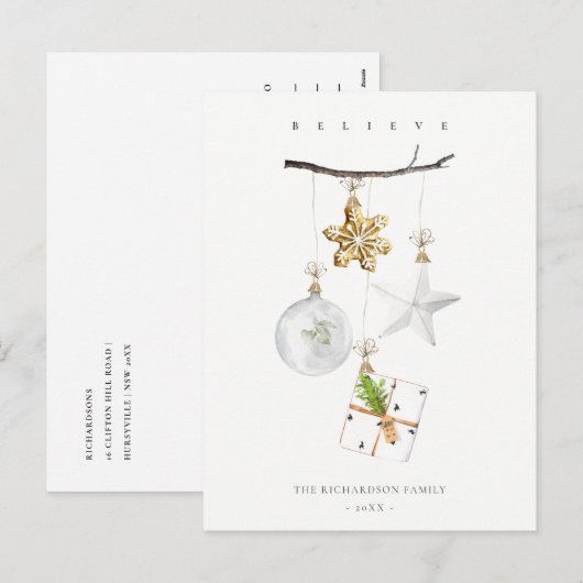 Kerstornamenten Ster Cookie Chime Geloof Feestdagenkaart (Voorkant / Achterkant)