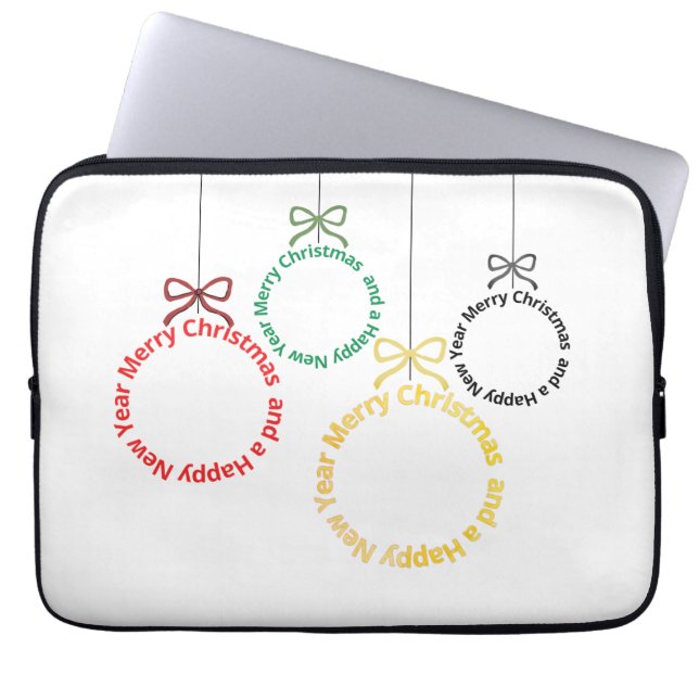 Kerstornamenten Tekst Ontwerp Laptop Sleeve (Voorkant)