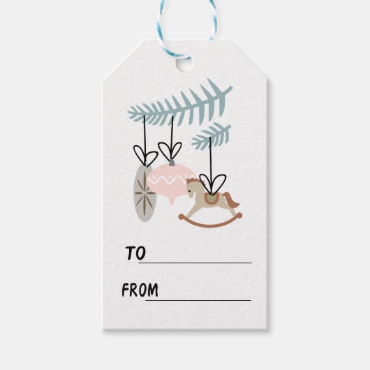 Kerstornamenten van/naar cadeaulabel (Voorkant)