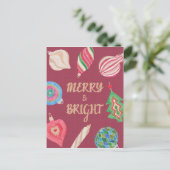 Kerstornamenten vrolijk & fel Kerst Briefkaart (Staand voorkant)