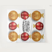 Kerstornamenten vrolijk kerstfeest rood goud wandkleed (Voorkant (horizontaal))