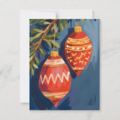 Kerstornamenten Watercolor Kerstkaart (Voorkant)