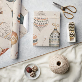 Kerstornamenten Waterverf Beige Vakantie Cadeaupapier