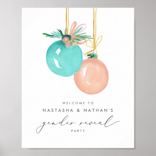 Kerstornamenten Winter Geslacht onthullen Welkom Poster (Voorkant)