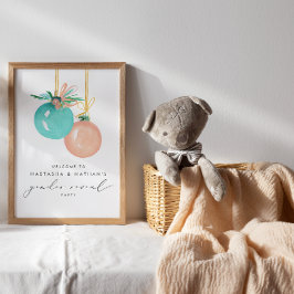 Kerstornamenten Winter Geslacht onthullen Welkom Poster