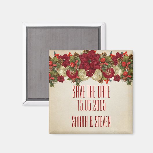 Kerstornamenten Winter Save the date Magneet (Voorkant / Achterkant)