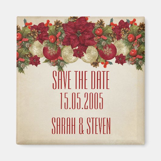 Kerstornamenten Winter Save the date Magneet (Voorkant)