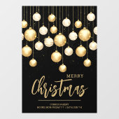 Kerstornamenten Zwart en Goud Raamsticker (Vel)